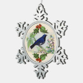 Blue Bird Snowflake Pewter Kerst Ornament (Rechts)