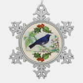 Blue Bird Snowflake Pewter Kerst Ornament (Voorkant)