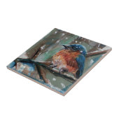 Blue Bird Song Bird Winter Painting Tegeltje (Zijkant)
