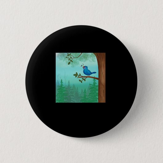 Blue Bird Sticker Ronde Button 5,7 Cm (Voorkant)