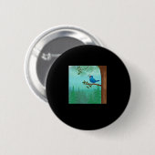 Blue Bird Sticker Ronde Button 5,7 Cm (Voorkant /achterkant)
