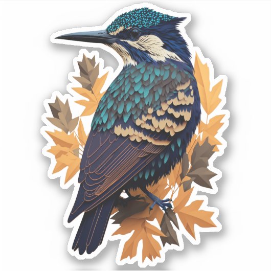 Blue Bird Sticker - Vibrant Animal Art (Voorkant)