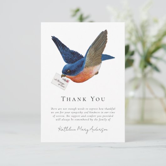 Blue Bird Sympathie begrafenis Bedankkaart (Staand voorkant)