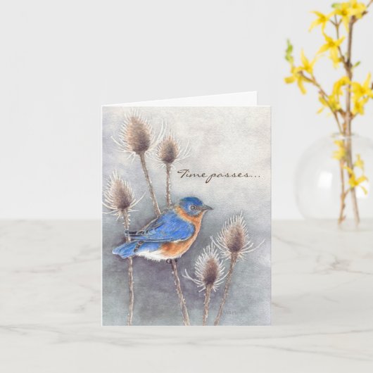 Blue Bird Tijd verstrijkt Medeleven Kaart (Gele Bloem)