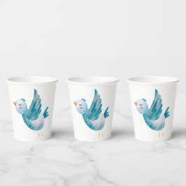 Blue Bird Twin Baby shower Papieren Bekers