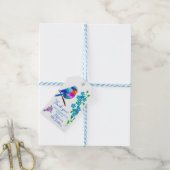 Blue Bird Vergeet-mij-nietje Bloemen 70e Verjaarda Cadeaulabel (Met Touw)