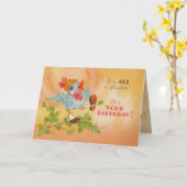 Blue Bird Verjaardag Kaart (Gele Bloem)