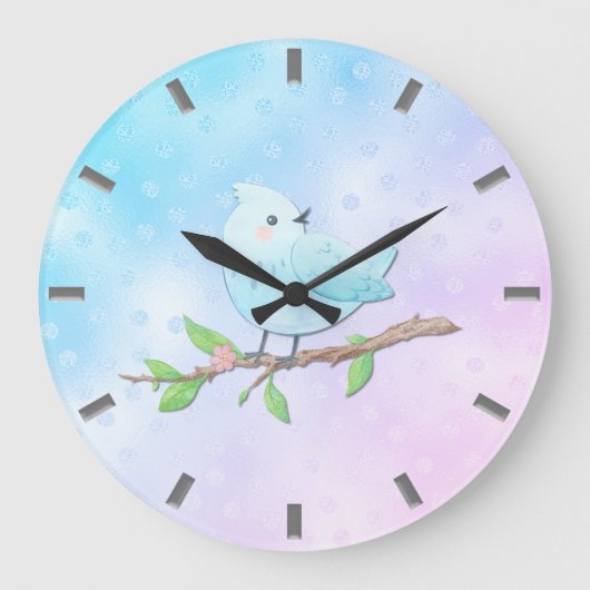 Blue Bird Wall Clock Grote Klok (Voorkant)
