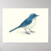 Blue Bird Waterverf Art Poster (Voorkant)