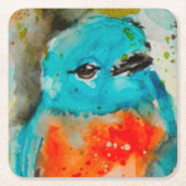 Blue Bird Waterverf Paper Onderzetter (Voorkant)
