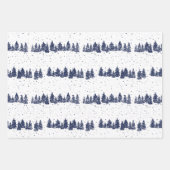 Blue Bird Winter Gold Pattern Inpakpapier Vel (Voorkant 2)