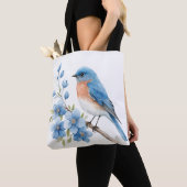 Blue bird with blue flowers tote bag (Dichtbij)