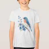 Blue bird with blue flowers Tri-Blend shirt (Voorkant)