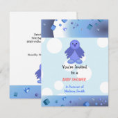 Blue Birdie Baby shower Invitation Kaart (Voorkant / Achterkant)