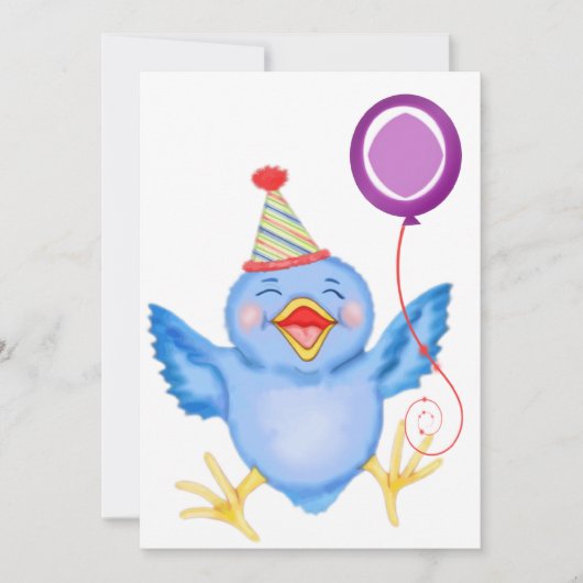 Blue Birdie Birthday ballon Kaart (Voorkant)