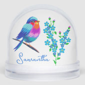 Blue Birdie Forget Me Not Flowers 60ste verjaardag Sneeuwbol (Voorkant)