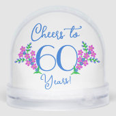 Blue Birdie Forget Me Not Flowers 60ste verjaardag Sneeuwbol (Achterkant)