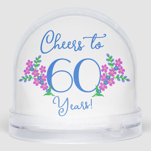 Blue Birdie Forget Me Not Flowers 60ste verjaardag Sneeuwbol (Achterkant)