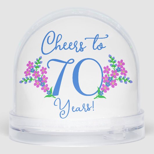Blue Birdie Forget Me Not Flowers 70ste verjaardag Sneeuwbol (Achterkant)