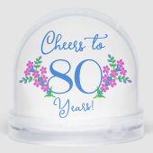 Blue Birdie Forget Me Not Flowers 80ste verjaardag Sneeuwbol (Achterkant)