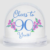 Blue Birdie Forget Me Not Flowers 90ste verjaardag Sneeuwbol (Achterkant)