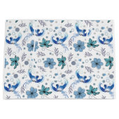 Blue Birds and Floral Harmony Seamless Pattern Groot Cadeauzakje (Voorkant)