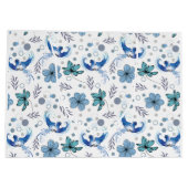 Blue Birds and Floral Harmony Seamless Pattern Groot Cadeauzakje (Achterkant)