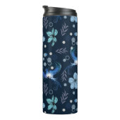 Blue Birds and Floral Harmony Seamless Pattern Thermosbeker (Geroteerd rechts)