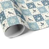 Blue Birds and Snowflakes Christmas Winter Pattern Cadeaupapier (Rol Hoek)