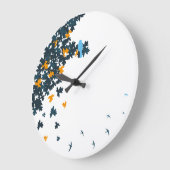 blue birds clock grote klok (Hoek)