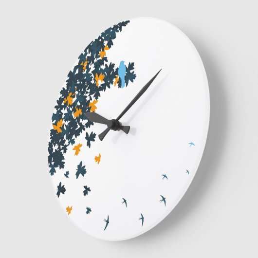 blue birds clock grote klok (Hoek)
