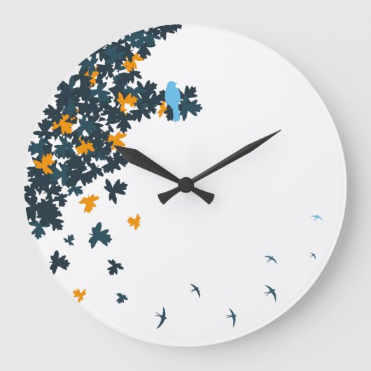 blue birds clock grote klok (Voorkant)