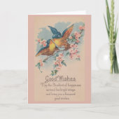  Blue Birds Good Wishes Wenskaart Kaart (Voorkant)