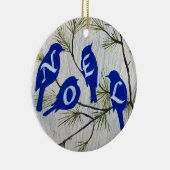Blue Birds NOEL Porcelain Ornament (Rechts)