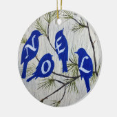 Blue Birds NOEL Porcelain Ornament (Links)
