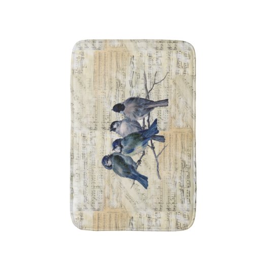 Blue Birds  Sheet Music Bath Mat (Voorkant Verticaal)