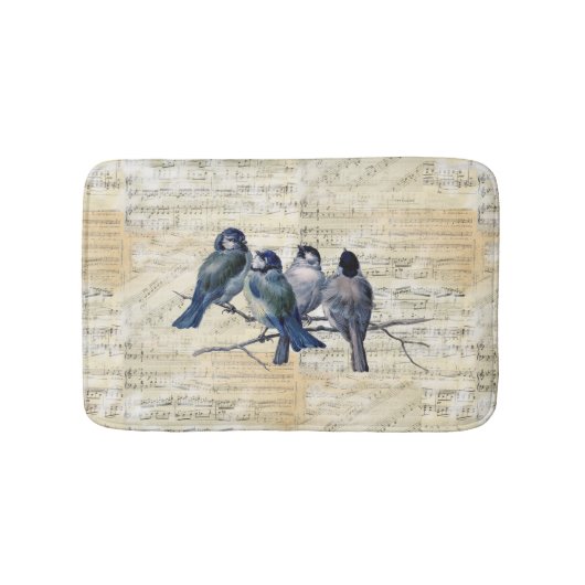 Blue Birds Sheet Music Bath Mat (Voorkant)