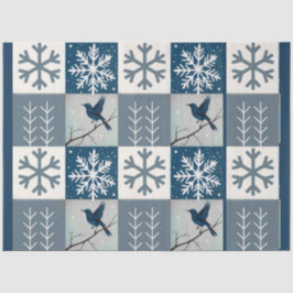 Blue Birds & Snowflakes Christmas Winter Decoupage Tissuepapier
