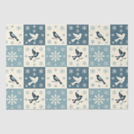 Blue Birds & Snowflakes Christmas Winter Decoupage Tissuepapier