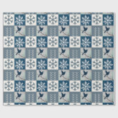 Blue Birds & Snowflakes Christmas Winter Pattern Cadeaupapier (Vlak)