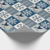 Blue Birds & Snowflakes Christmas Winter Pattern Cadeaupapier (Hoek)