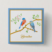 Blue Birds Square Name Button (Voorkant)