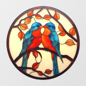Blue Birds Tortelduifjes Faux Glas in lood Raamsticker (Vel)