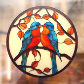 Blue Birds Tortelduifjes Faux Glas in lood Raamsticker (Vel 2)