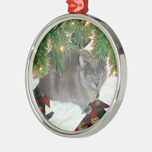 Blue Birmese mas Metalen Ornament (Links)