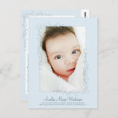 Blue Birth Announcement Boy Briefkaart (Voorkant / Achterkant)