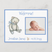 Blue Birth Photo Beer Baby Aankondiging (Voorkant)