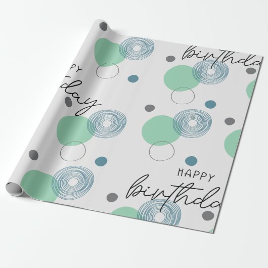 Blue Birthday Cadeaupapier (Uitgerold)