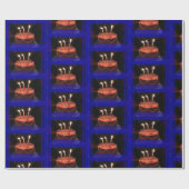 Blue Birthday Cake Cadeaupapier (Vlak)