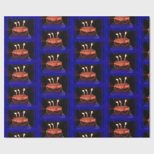 Blue Birthday Cake Cadeaupapier (Vlak)